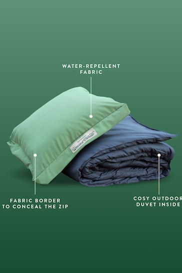 Slumberdown Green Unwind Outside Outdoor 2 in 1 Blanket Green Cushion