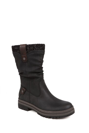 Pavers Casual Mid-Calf Black Boots