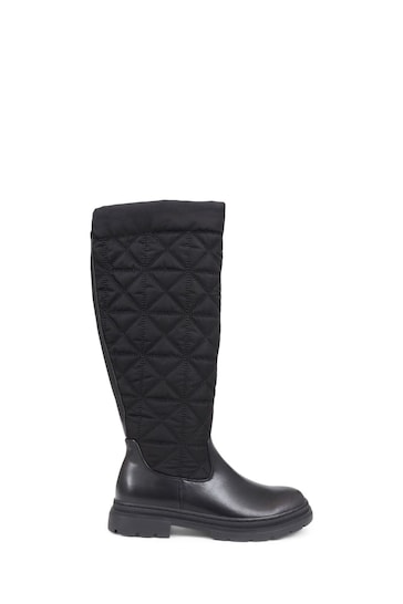 Pavers Black Quilted Knee Length Boots