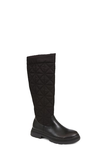 Pavers Black Quilted Knee Length Boots