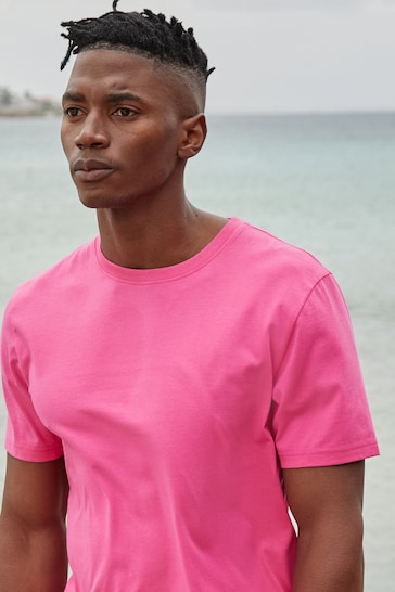 Pink Bright Regular Fit Essential Crew Neck T-Shirt