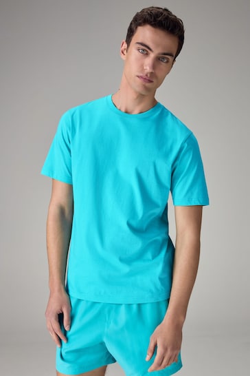 Blue Aqua Regular Fit Essential Crew Neck T-Shirt