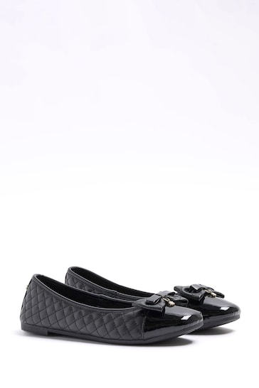 River Island Black Bow Quilted Ballet Pumps