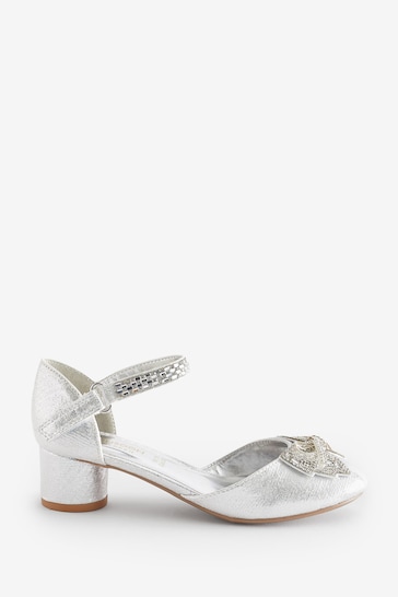 Monsoon Silver Lola Bow Two-Part Heels