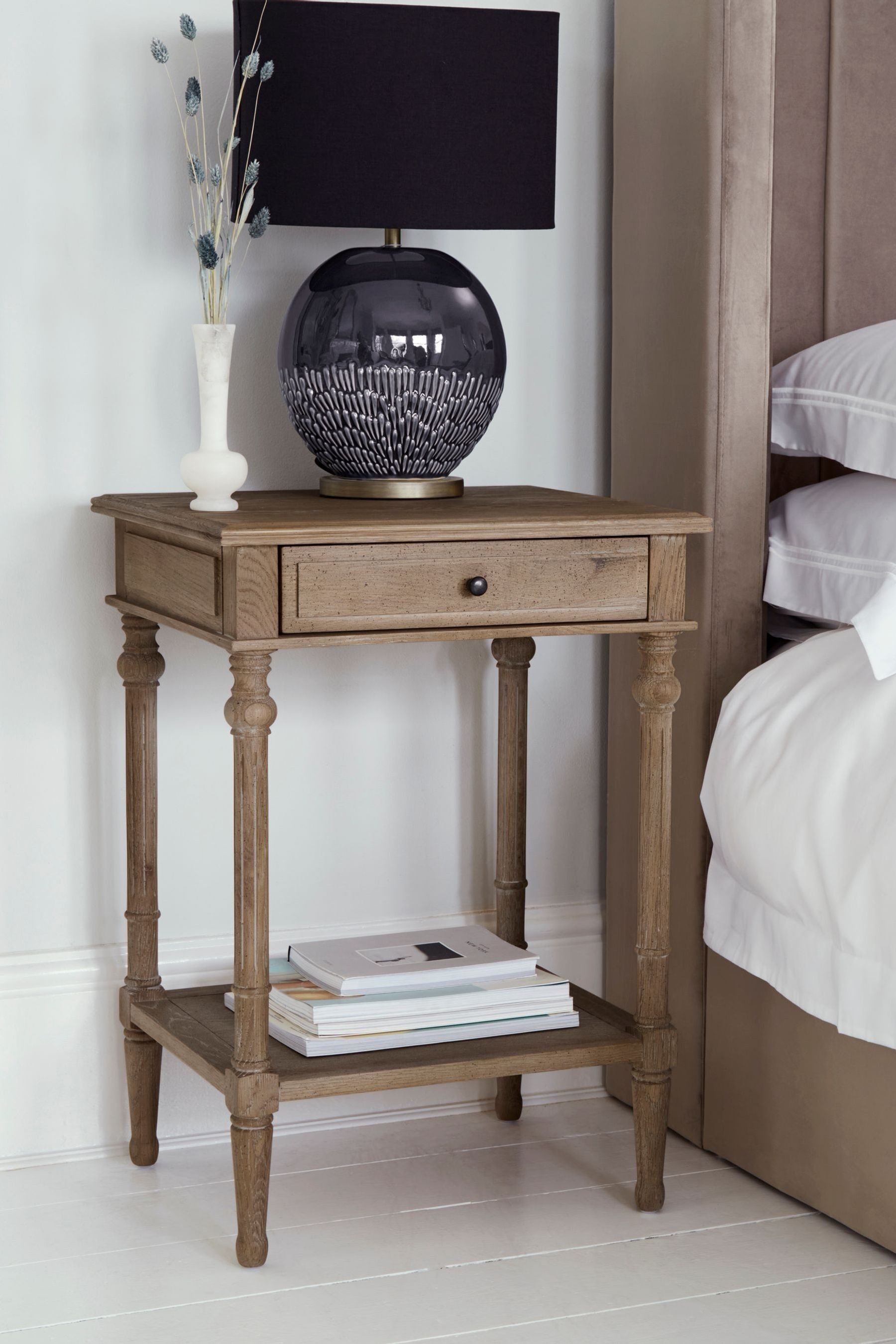 Weathered oak side shop table