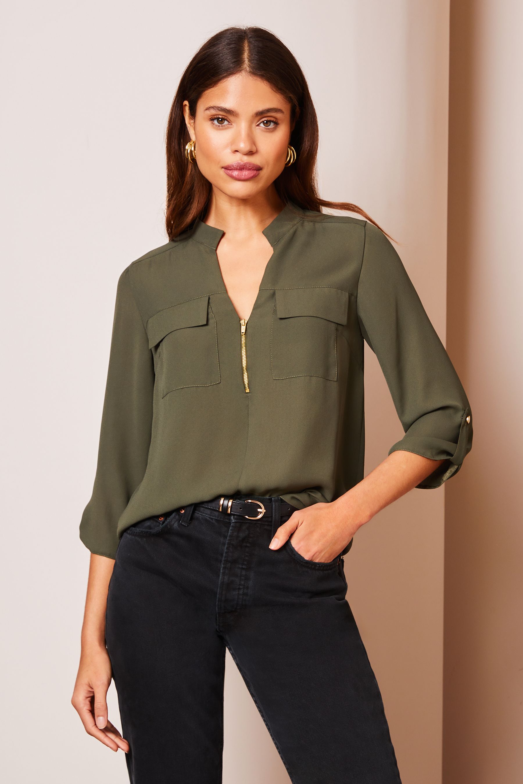 Womens zip shop front blouses