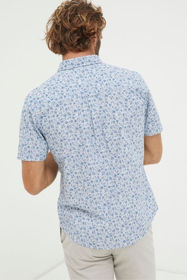 FatFace Blue Short Sleeve Floral Print Shirt