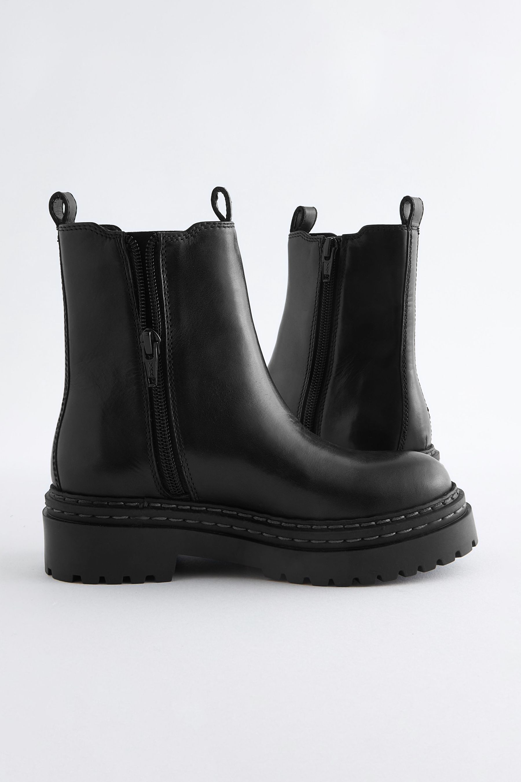Buy Black Leather Chunky Chelsea Boots from the Next UK online shop