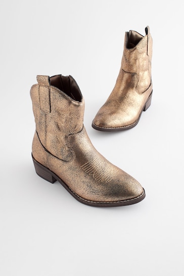Gold Metallic Western Boots