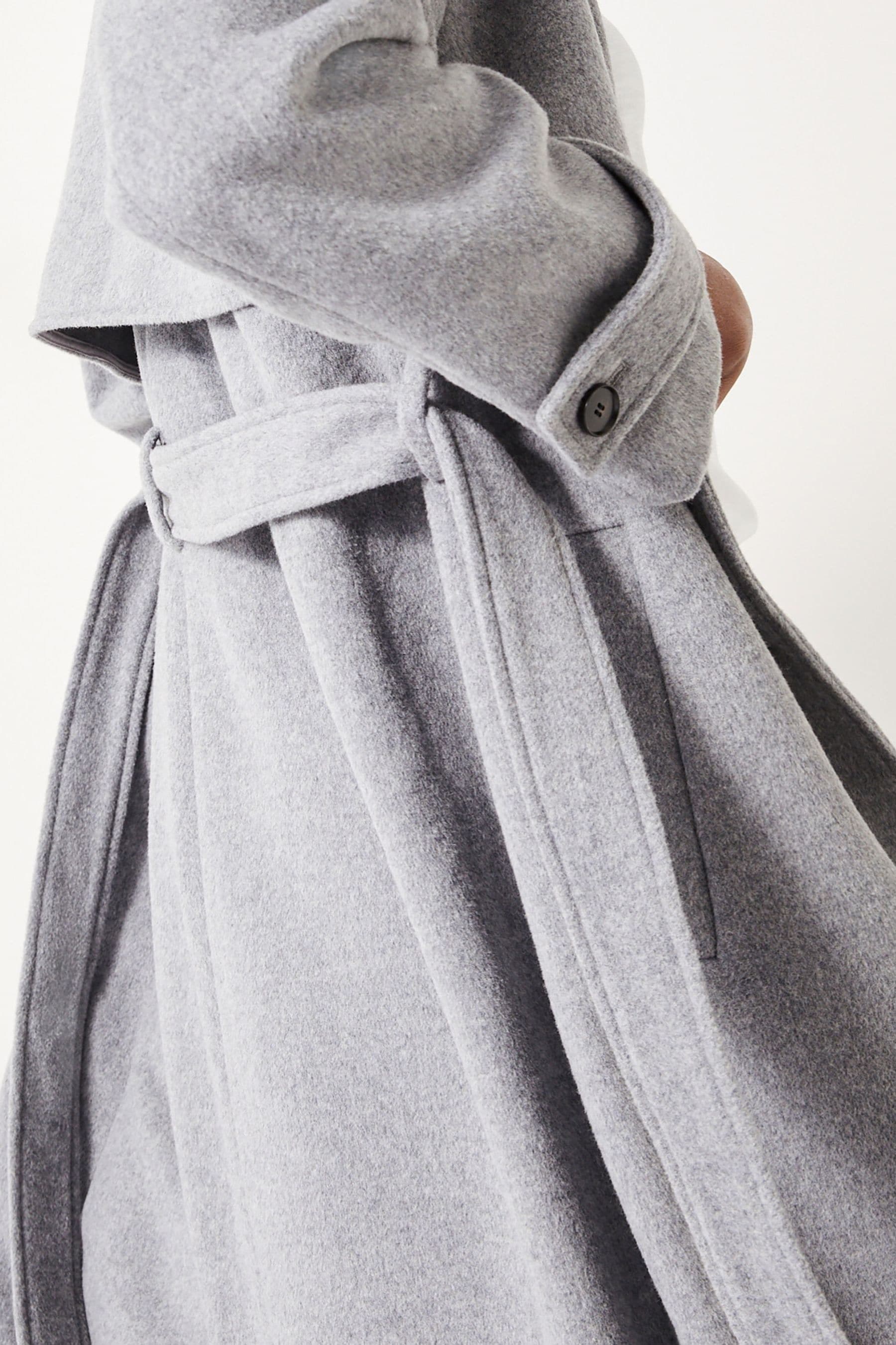 Grey wool belted coat discount