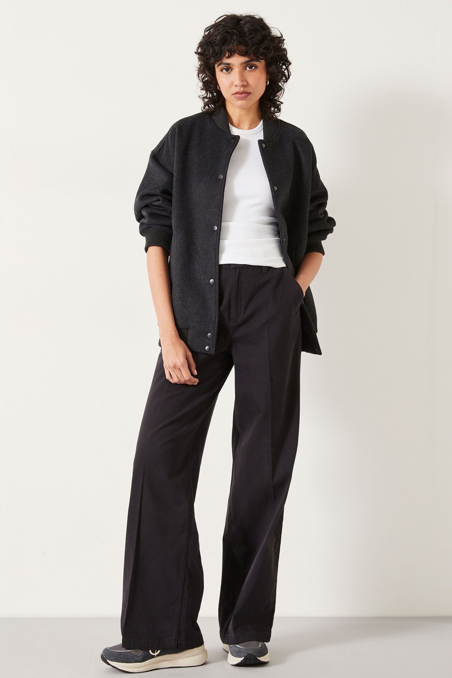 Women's black sale cotton trousers uk