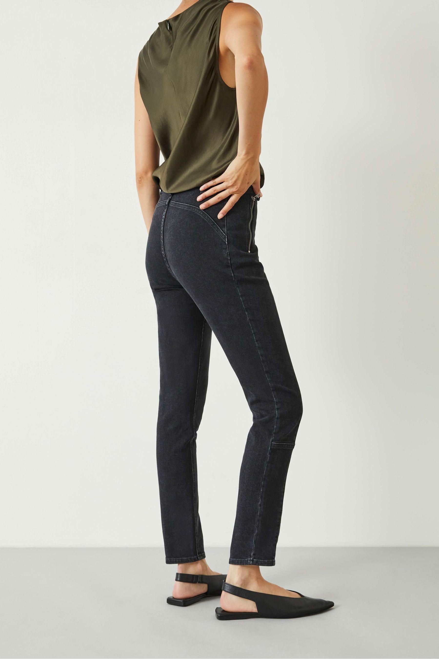 Hush Black Seamed Detail Biker Jeans