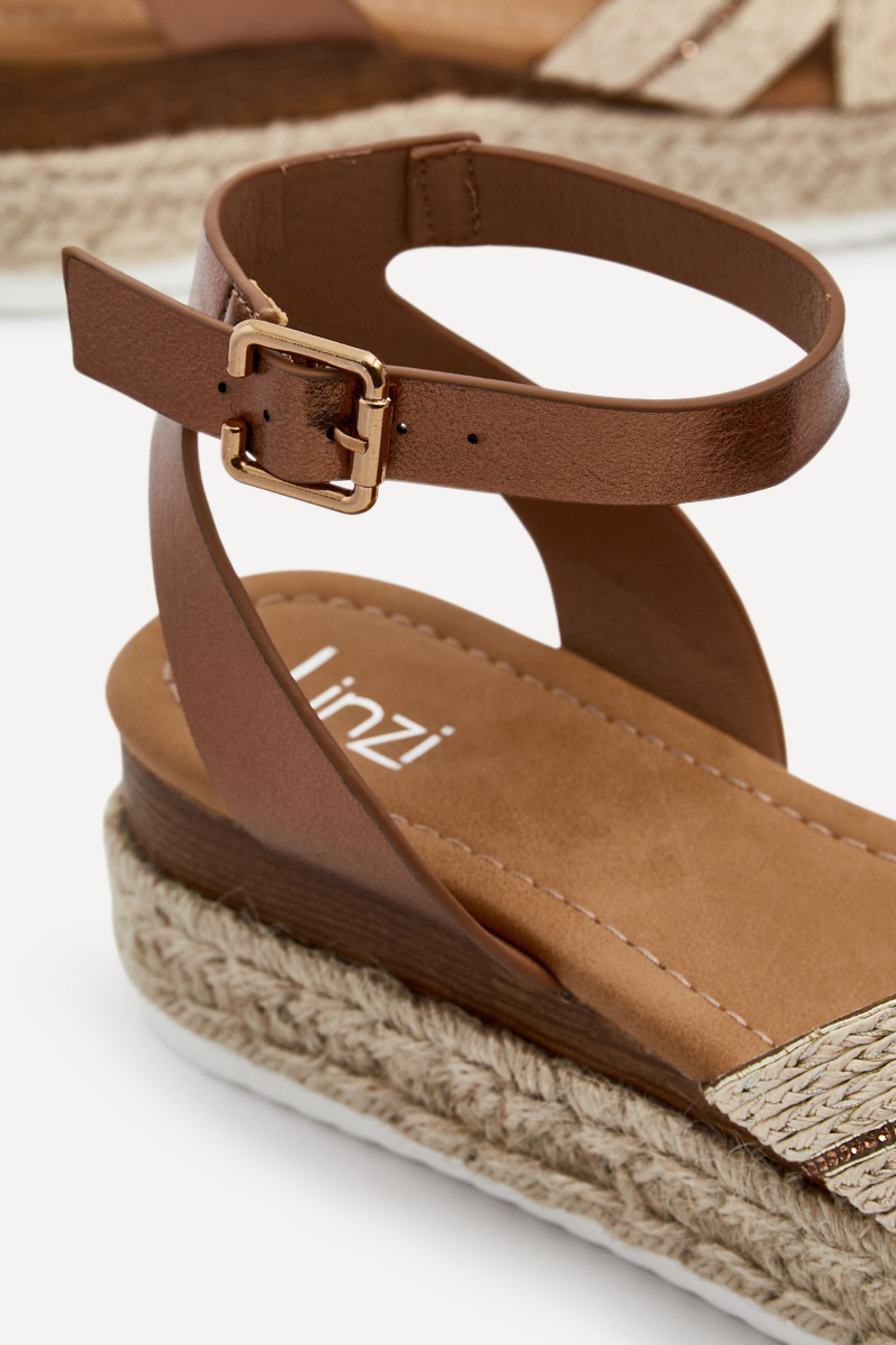 Linzi Brown Hazel Crossover Espadrille Inspired Platform Wedges