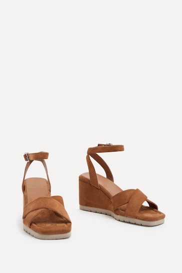 Linzi Brown Imogen Lightweight Faux Suede Crossover Front Wedge