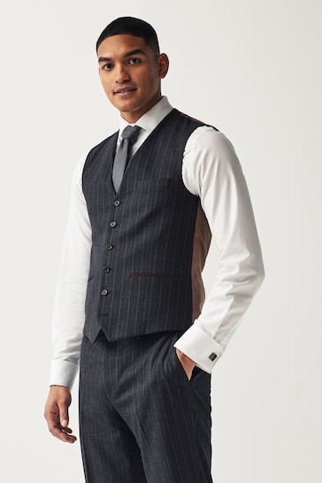 Navy Blue Stripe Suit Waistcoat