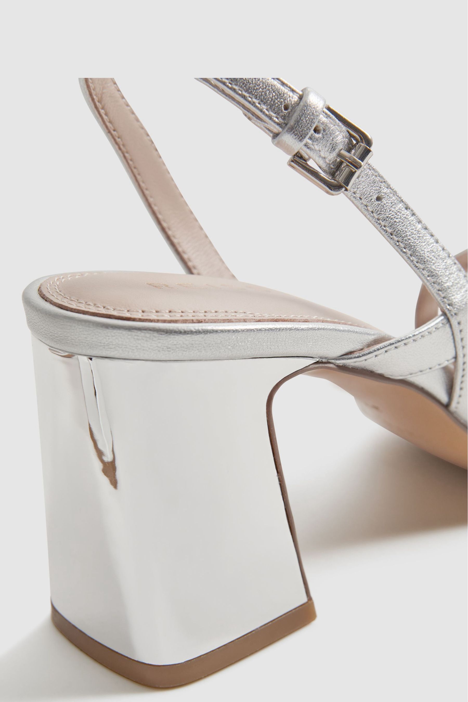 Buy Reiss Silver Alice Strappy Leather Heeled Sandals from the