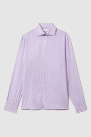 Reiss Orchid Ruban Linen Button-Through Shirt
