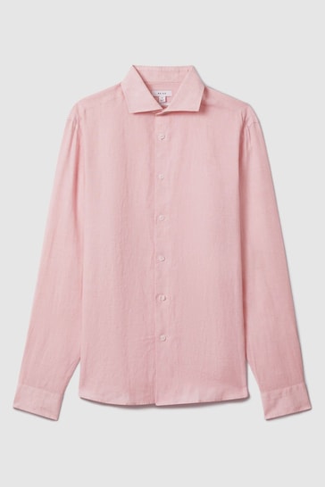 Reiss Flamingo Ruban Linen Button-Through Shirt