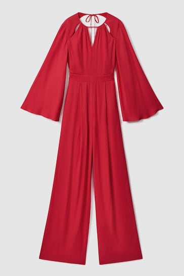 Reiss Coral Tania Cut-Out Flared Sleeve Jumpsuit