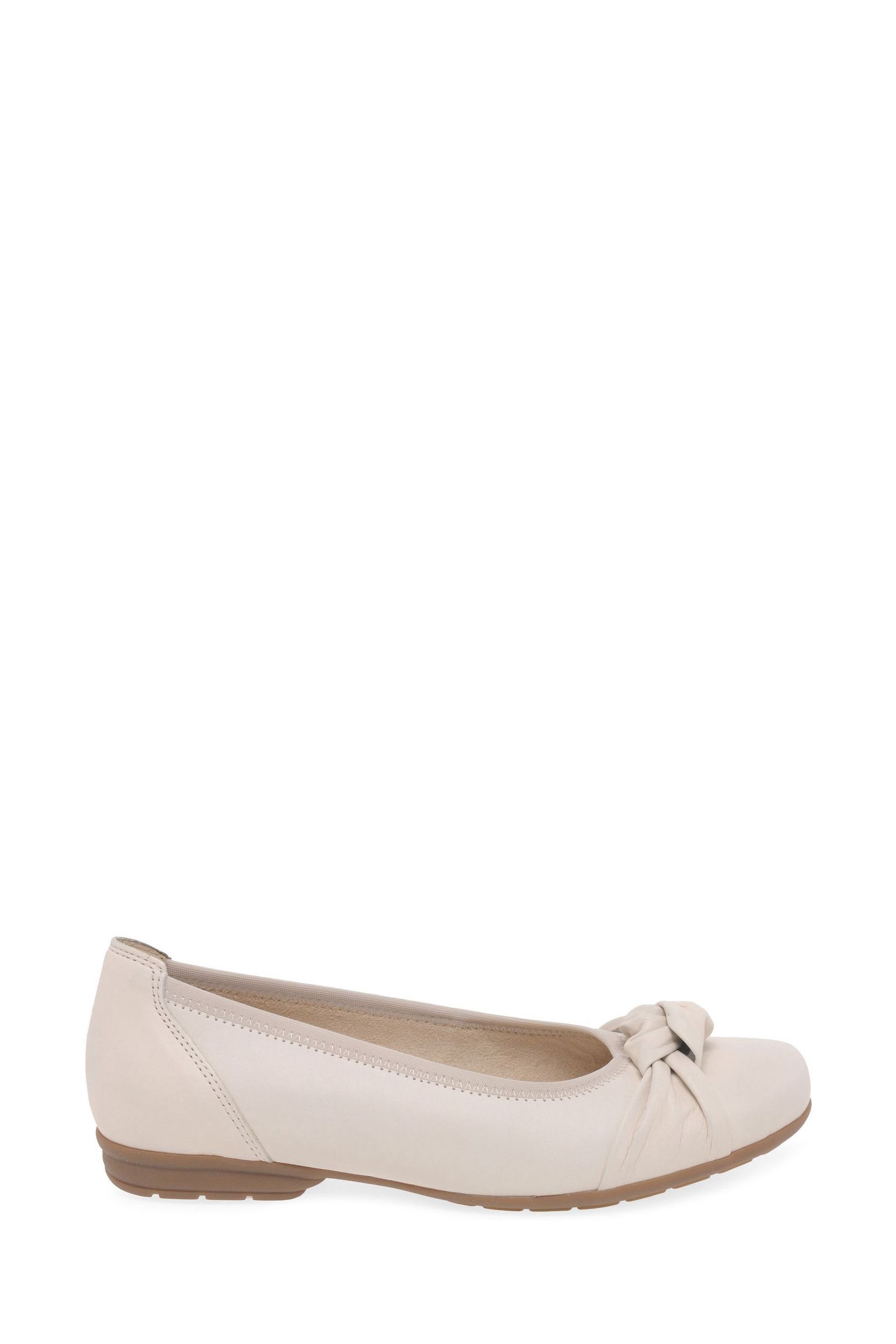 Gabor Cream Ashlene Leather Ballerina Style Shoes