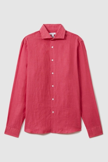 Reiss Coral Ruban Linen Button-Through Shirt