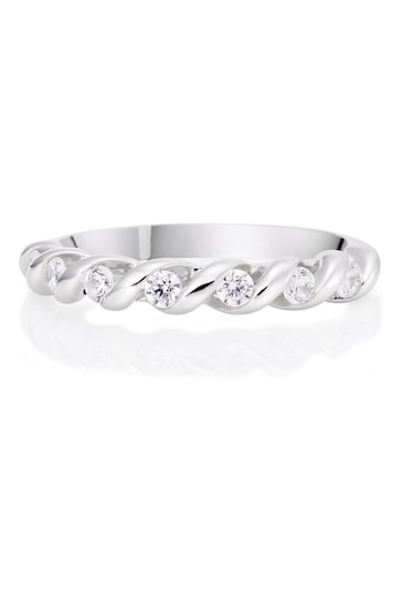 Beaverbrooks Sterling Silver Cubic Zirconia Twist Ring