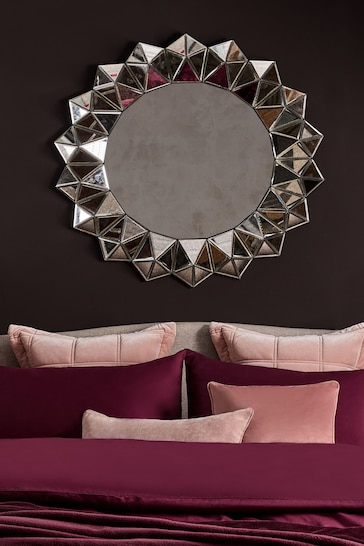 Silver Large 3D Sunburst Over Mantle Wall Mirror