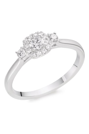 Beaverbrooks 9ct White Gold Diamond Halo Ring