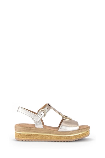Gabor Silver Puder Metallic Leather Sandals