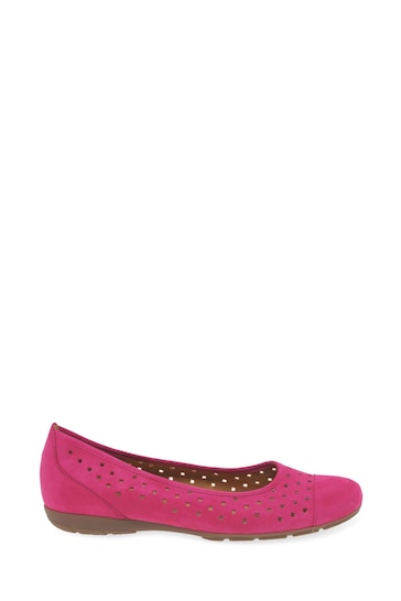 Gabor Ruffle Pink Suede Ballerina Style Shoes