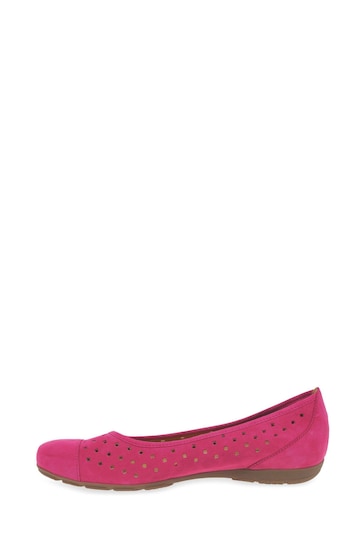 Gabor Ruffle Pink Suede Ballerina Style Shoes