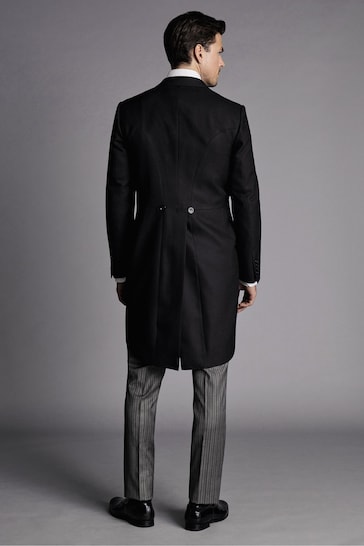 Charles Tyrwhitt Black Slim Fit Herringbone Morning Suit: Tailcoat