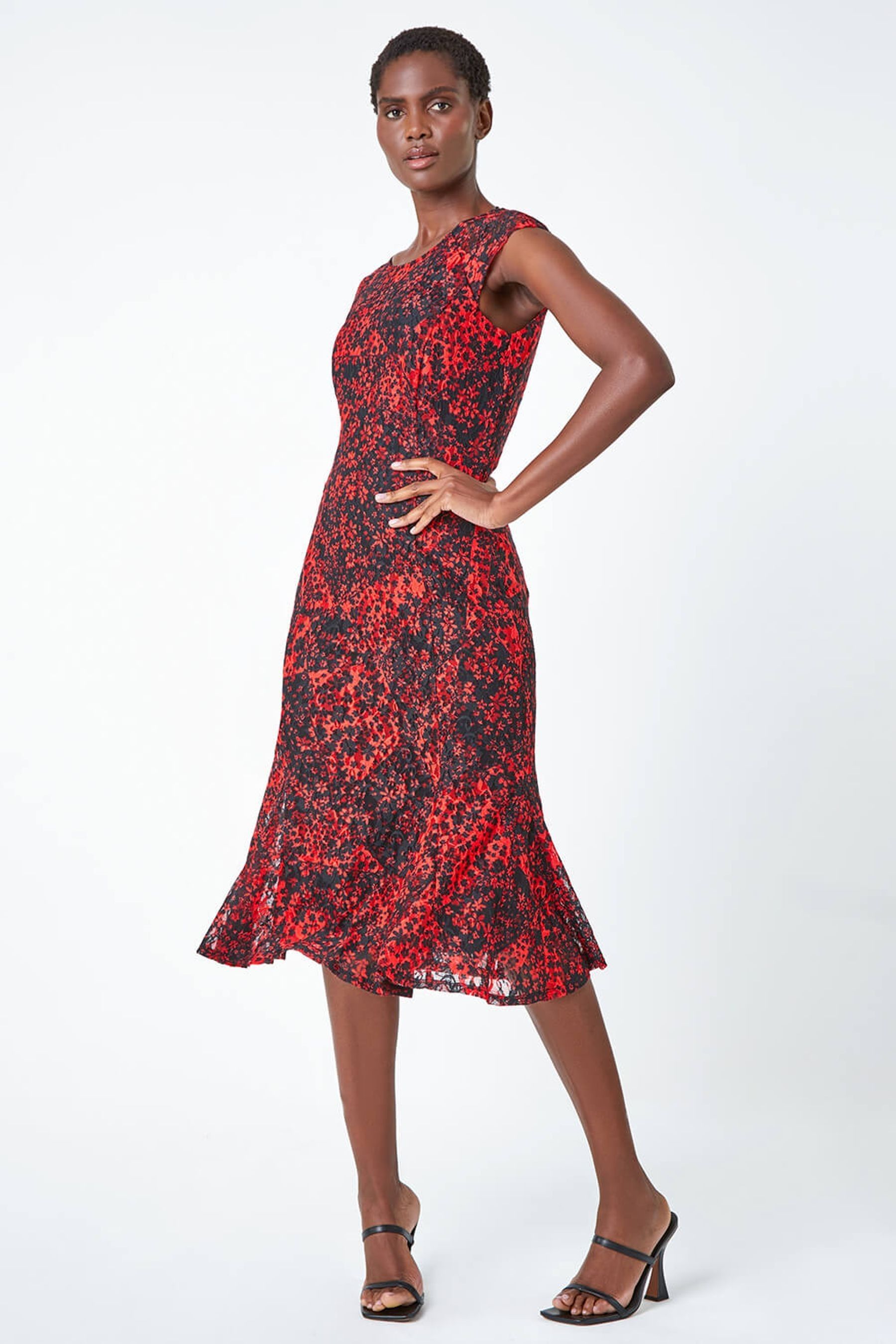 Roman red lace best sale dress