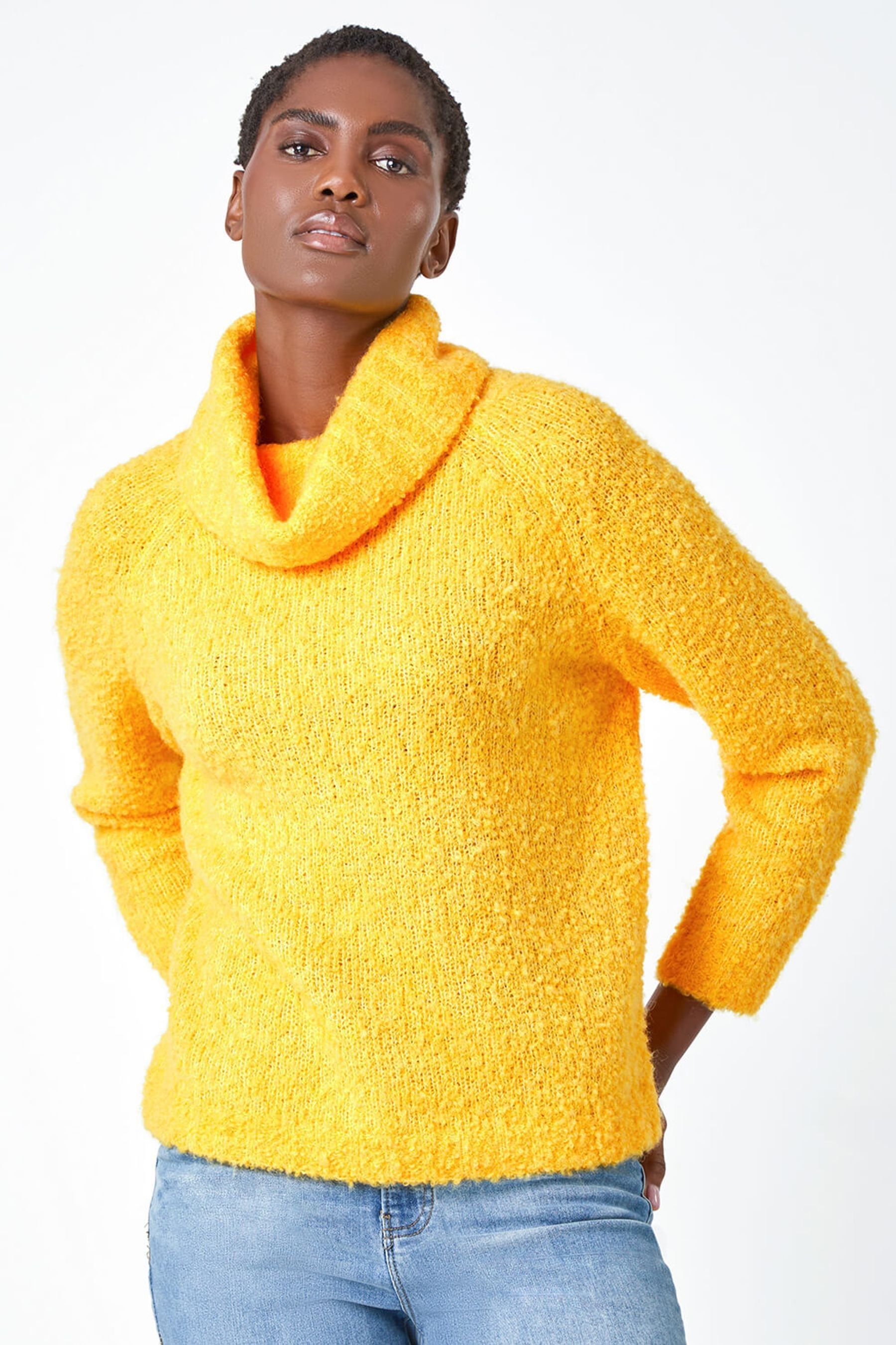 Buy Roman Yellow Fluffy Cowl Neck Jumper from the Next UK online shop