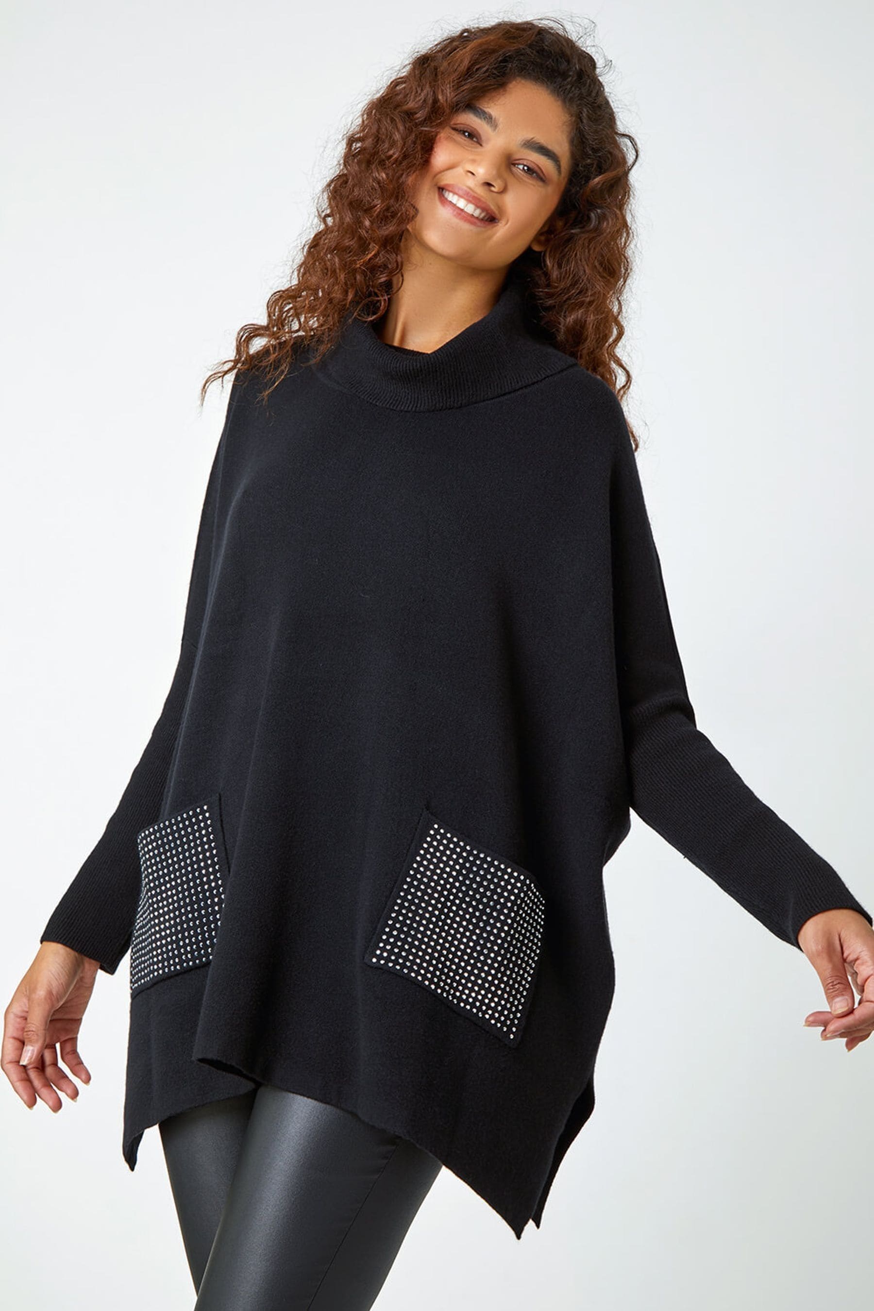 Black poncho jumper shop