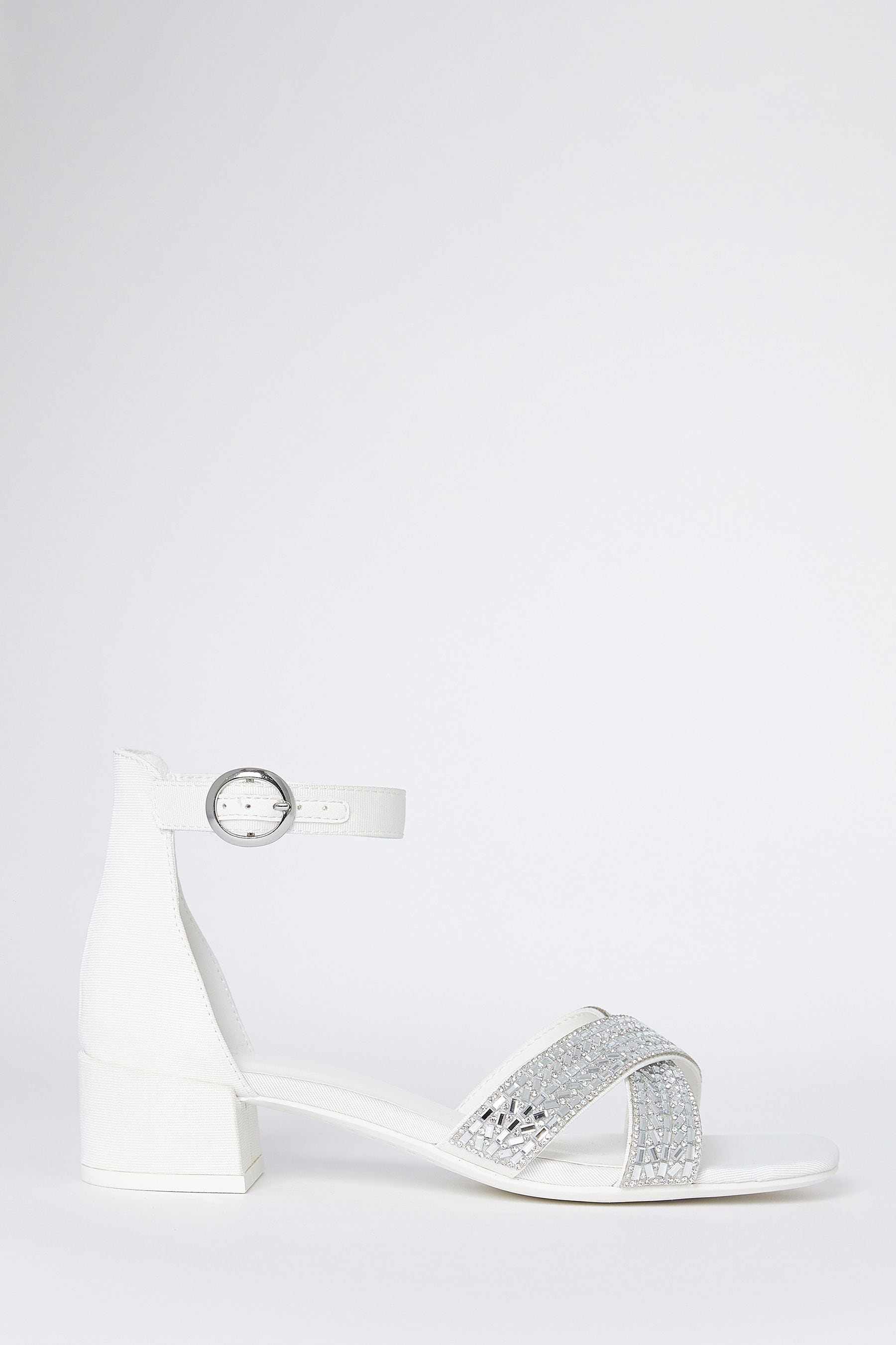 Lipsy White Low Block Heel Occasion Sandals