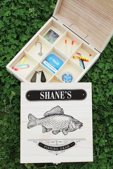 Personalised Fishing Gear Wooden Box by Great Gifts