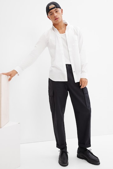 Gap White Stretch Button-Up Slim Fit Shirt