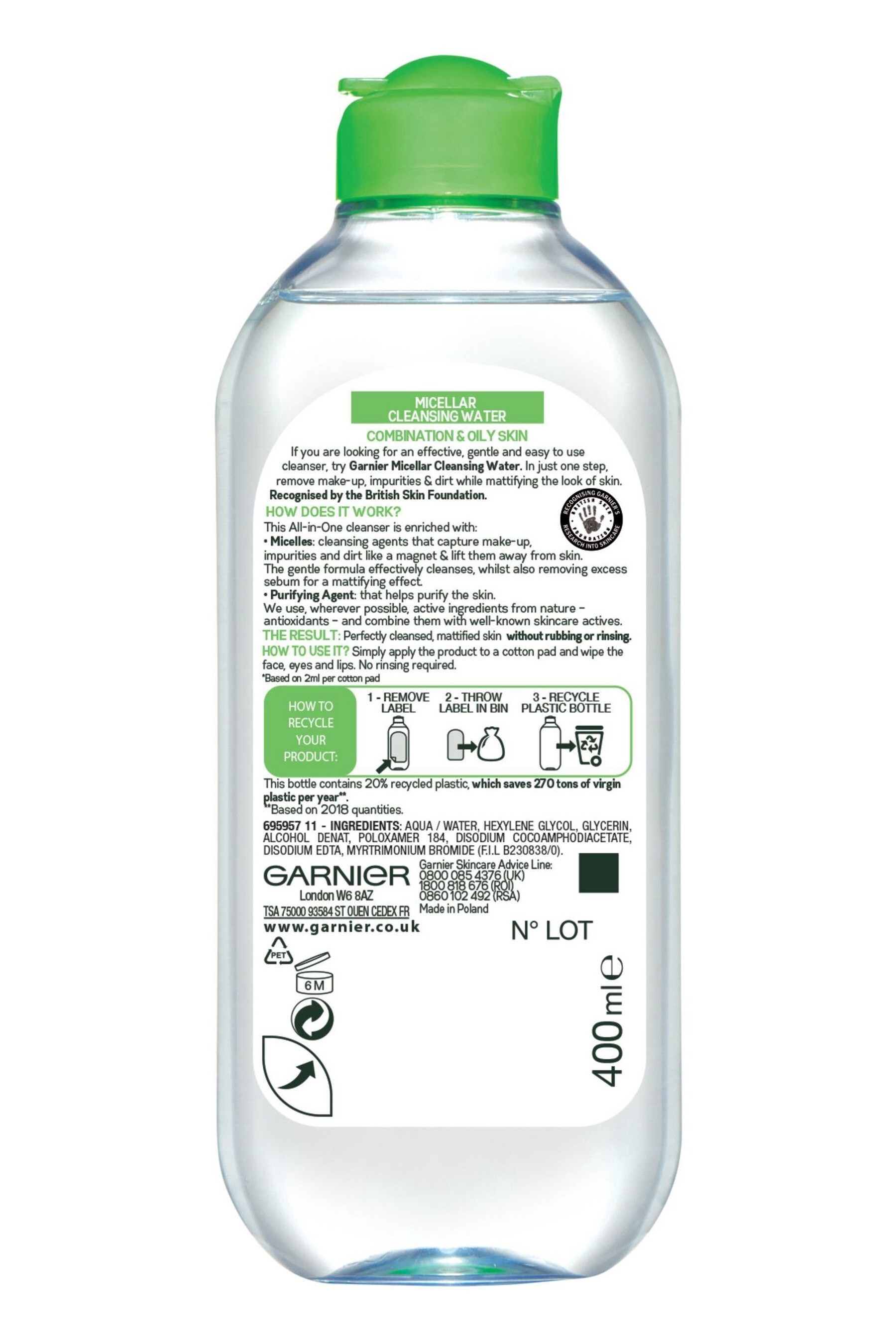 Buy Garnier Micellar Cleansing Water Combination 400ml from the
