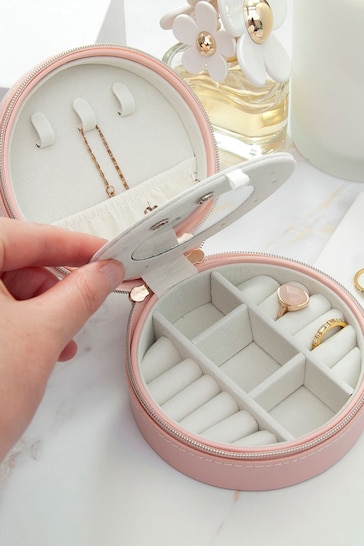 Personalised Blush Pink Round Jewellery Case by Treat Republic