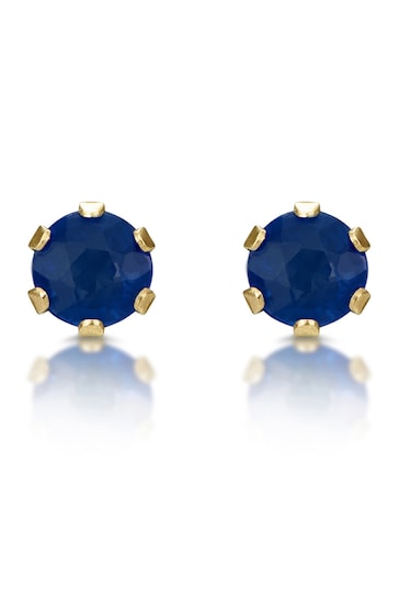 The Diamond Store Sapphire Studded Earrings in 9K Yellow Gold 3 x 3mm