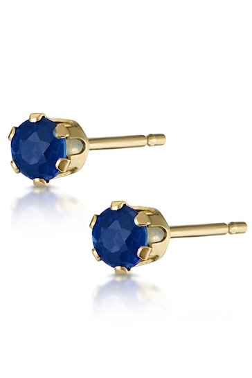 The Diamond Store Sapphire Studded Earrings in 9K Yellow Gold 3 x 3mm