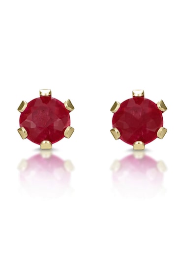 The Diamond Store Ruby Studded Earrings in 9K Yellow Gold 3 x 3mm