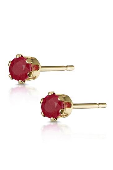 The Diamond Store Ruby Studded Earrings in 9K Yellow Gold 3 x 3mm