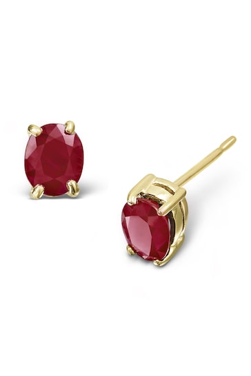 The Diamond Store Ruby Sapphire 5mm x 4mm 9K White Gold Earrings