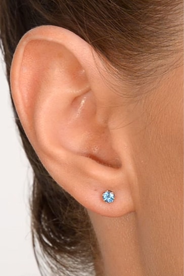 The Diamond Store Blue Topaz Studded Earrings in 9K Yellow Gold 3 x 3mm