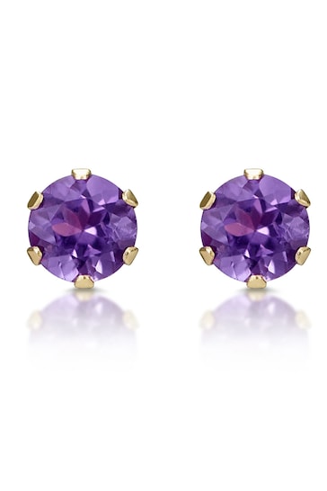 The Diamond Store Amethyst Studded Earrings in 9K Yellow Gold 3 x 3mm