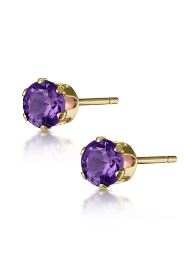 The Diamond Store Amethyst Studded Earrings in 9K Yellow Gold 3 x 3mm