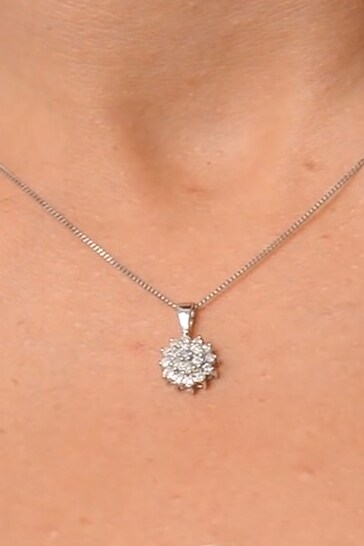 The Diamond Store White 0.25ct Pendant Necklace in 9K White Gold