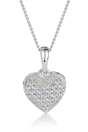 The Diamond Store White 0.09ct Heart Pendant Necklace in 9K White Gold